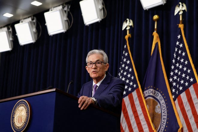 U.S. Federal Reserve Chairman Jerome Powell delivers comments during a news conference following the announcement that the Federal Reserve left interest rates unchanged, in Washington, U.S., June 12, 2024.